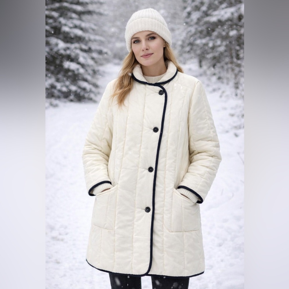 White Bear of St Paul Vintage Ivory Quilted Puffer Coat Small Made USA Union